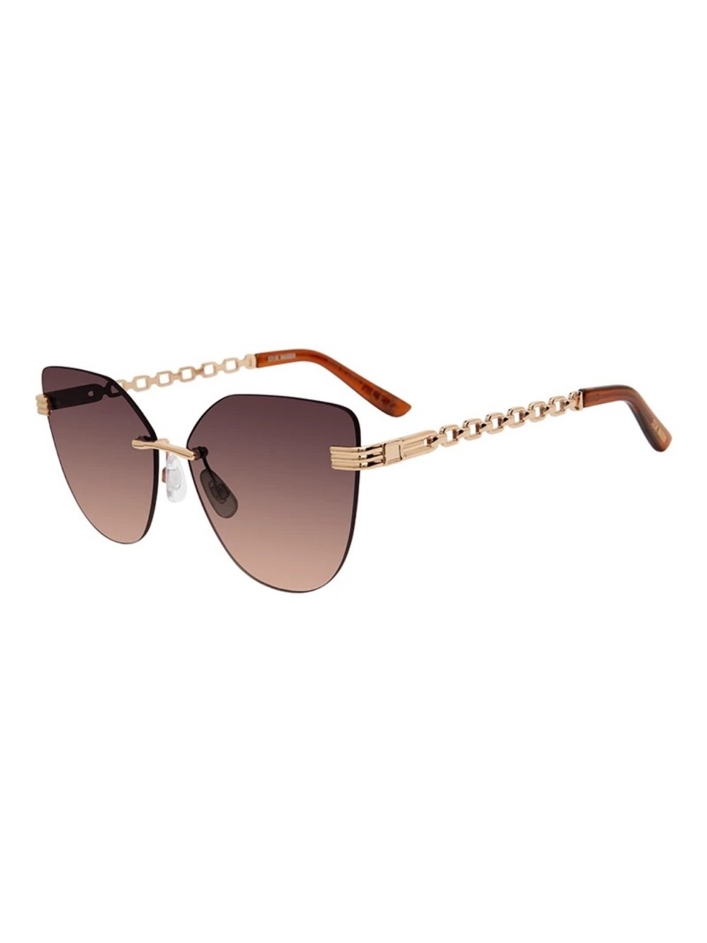 Steve Madden Maggie Sunglasses Shiny Gold Crystal Brown 100% UV Protection